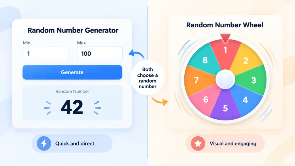 Comparison between a random number generator and a random number wheel tool