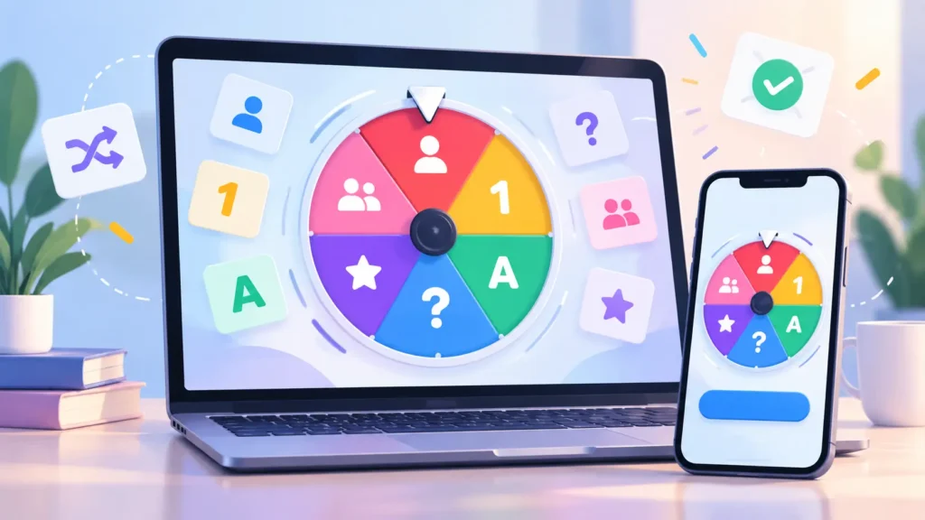 What Is a Spin the Wheel Tool? How Random Wheels Work 1 Digital spin the wheel tool showing a random selection wheel with different choices